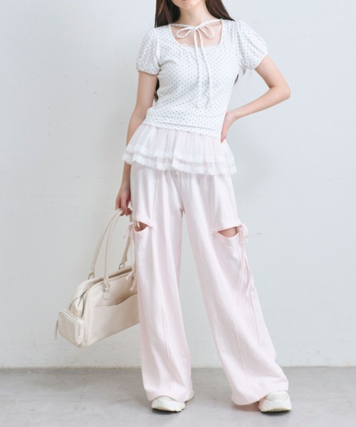 OLIVE des OLIVE（オリーブデオリーブ）の「デコルテリボンパフインナー（Tシャツ/カットソー・レディース・トップグレー/オフホワイト/ホワイト・FREE）」の20枚目の写真