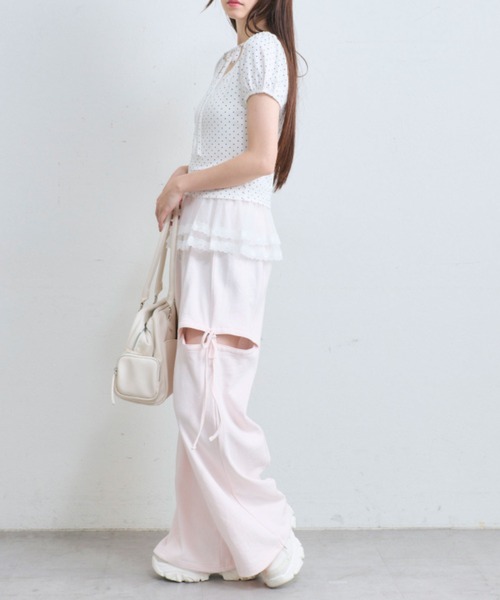 OLIVE des OLIVE（オリーブデオリーブ）の「デコルテリボンパフインナー（Tシャツ/カットソー・レディース・トップグレー/オフホワイト/ホワイト・FREE）」の21枚目の写真