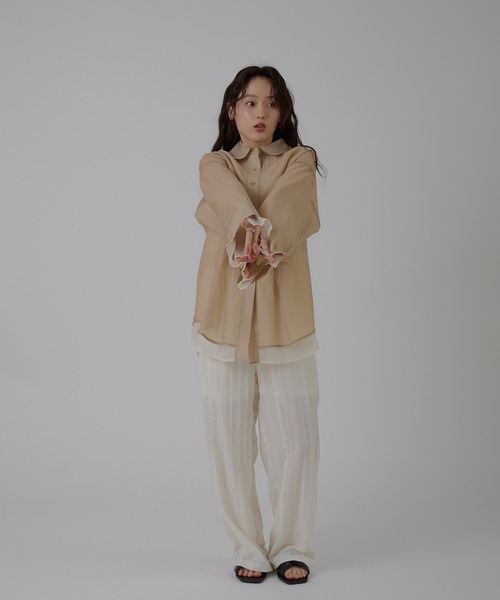 MUHET（ミュエータ）の「jacquard lace easy pants / カットジャガードイージーパンツ（その他パンツ・レディース・ブラック/オフホワイト・MEDIUM/LARGE/SMALL）」の10枚目の写真