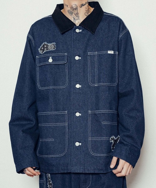 Subciety（サブサエティ）の「Patched coverall（カバーオール・メンズ・インディゴブルー/ブラック・SMALL/MEDIUM/LARGE/X-LARGE）」の2枚目の写真