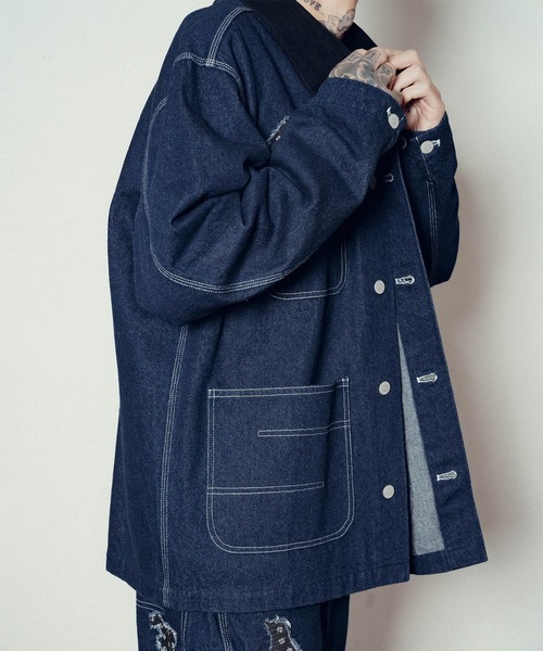 Subciety（サブサエティ）の「Patched coverall（カバーオール・メンズ・インディゴブルー/ブラック・SMALL/MEDIUM/LARGE/X-LARGE）」の4枚目の写真