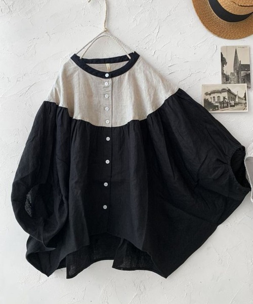 ブラウス シャツ バイカラービッグシルエットブラウス レディース ﾊﾞｲｶﾗｰﾋﾞｯｸﾞｼﾙｴｯﾄﾌﾞﾗｳｽ（シャツ/ブラウス）｜CADBURY