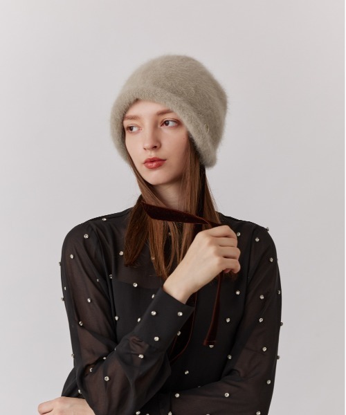 Chapeau d' O（シャポードオー）の「Chapeau d' O  Lame Angora Hood / シャポードオー（ハット・レディース・ベージュ/グレー/ホワイト/ライトグレー・FREE）」の22枚目の写真