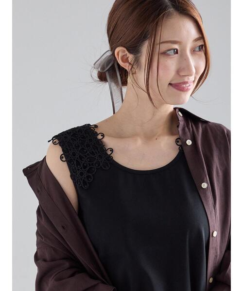 Te chichi（テチチ）の「ショルダーレースタンクトップ（タンクトップ・レディース・ブラック/ブラウン/オフホワイト・F）」の2枚目の写真