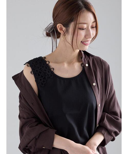 Te chichi（テチチ）の「ショルダーレースタンクトップ（タンクトップ・レディース・ブラック/ブラウン/オフホワイト・F）」の6枚目の写真