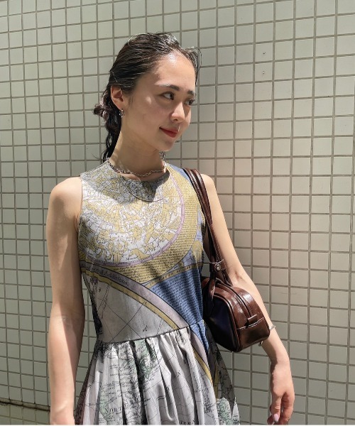 CARTOGRAPHIC PATTERN DRESS ブルーM Ameri（アメリ）の「CARTOGRAPHIC PATTERN DRESS（ワンピース