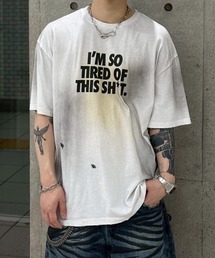 Chikashitsu + | 【Chikashitsu+】dirty wash logo half sleeve t-shirt / 【チカシツプラス】ダーティウォッシュロゴ半袖Tシャツ(Tシャツ/カットソー)