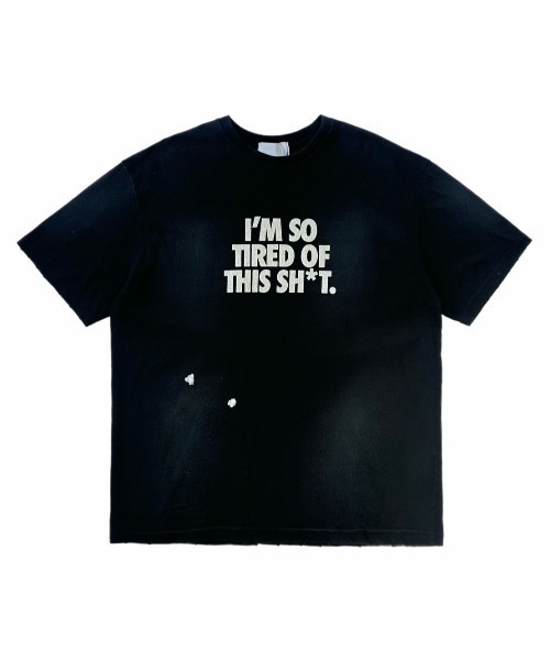 Chikashitsu +（チカシツプラス）の「【Chikashitsu +】dirty wash logo half sleeve t-shirt / 【チカシツプラス】ダーティウォッシュロゴ半袖Tシャツ（Tシャツ/カットソー・メンズ・ブラック/ホワイト・ONE SIZE）」の17枚目の写真