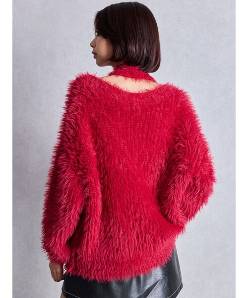 GYDA（ジェイダ）の「2WAYシャギーチョーカーニットトップス（ニット/セーター・レディース・チャコールグレー/アイボリー/ベージュ/ボルドー・FREE）」の7枚目の写真