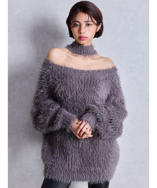 GYDA（ジェイダ）の「2WAYシャギーチョーカーニットトップス（ニット/セーター・レディース・チャコールグレー/アイボリー/ベージュ/ボルドー・FREE）」の14枚目の写真