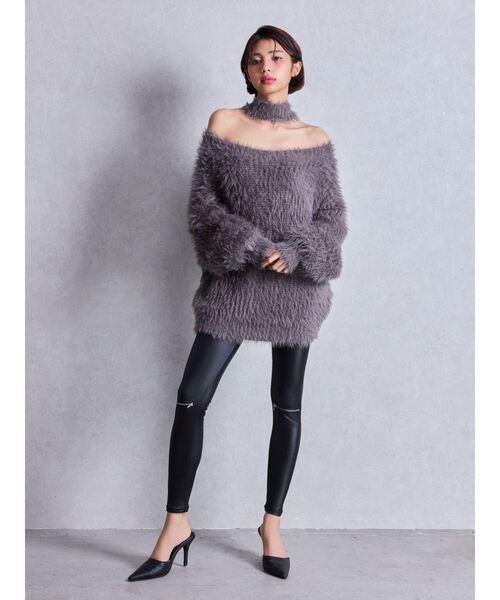 GYDA（ジェイダ）の「2WAYシャギーチョーカーニットトップス（ニット/セーター・レディース・チャコールグレー/アイボリー/ベージュ/ボルドー・FREE）」の16枚目の写真