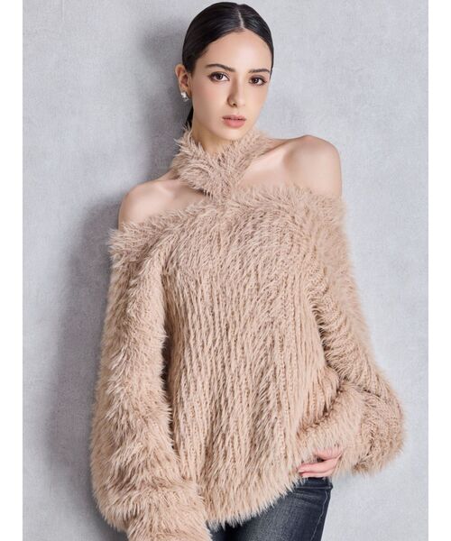 GYDA（ジェイダ）の「2WAYシャギーチョーカーニットトップス（ニット/セーター・レディース・チャコールグレー/アイボリー/ベージュ/ボルドー・FREE）」の18枚目の写真