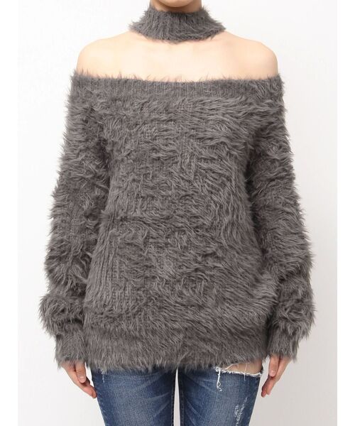 GYDA（ジェイダ）の「2WAYシャギーチョーカーニットトップス（ニット/セーター・レディース・チャコールグレー/アイボリー/ベージュ/ボルドー・FREE）」の22枚目の写真