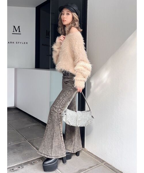 GYDA（ジェイダ）の「2WAYシャギーチョーカーニットトップス（ニット/セーター・レディース・チャコールグレー/アイボリー/ベージュ/ボルドー・FREE）」の21枚目の写真