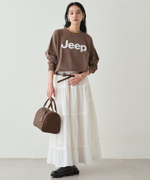 LOUNGEDRESS（ラウンジドレス）の「ギャザーティアードスカート（スカート・レディース・オフホワイト/ブラウン・FREE）」の3枚目の写真