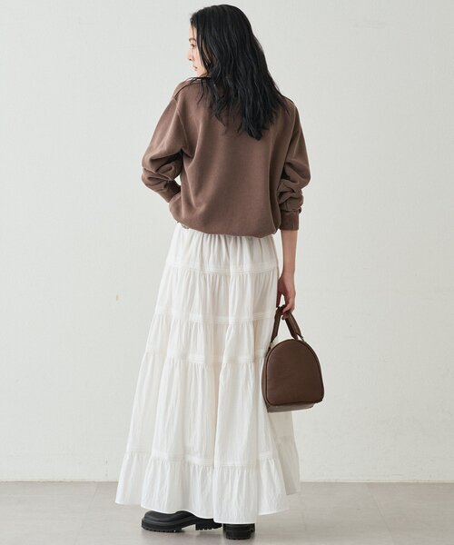 LOUNGEDRESS（ラウンジドレス）の「ギャザーティアードスカート（スカート・レディース・オフホワイト/ブラウン・FREE）」の6枚目の写真
