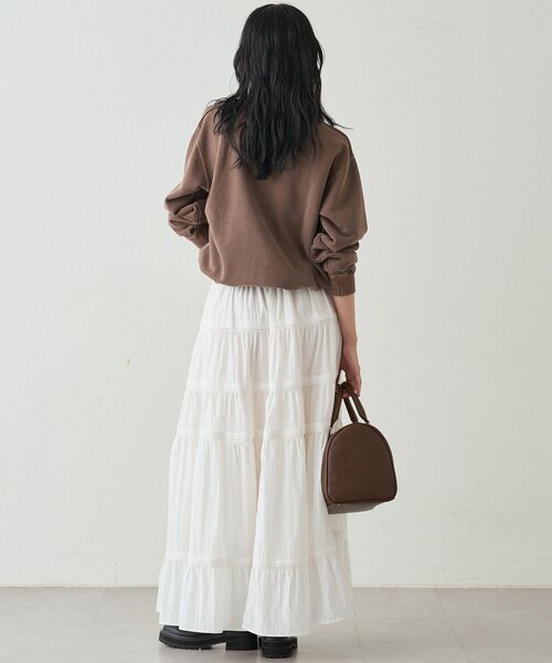 LOUNGEDRESS（ラウンジドレス）の「ギャザーティアードスカート（スカート・レディース・オフホワイト/ブラウン・FREE）」の11枚目の写真