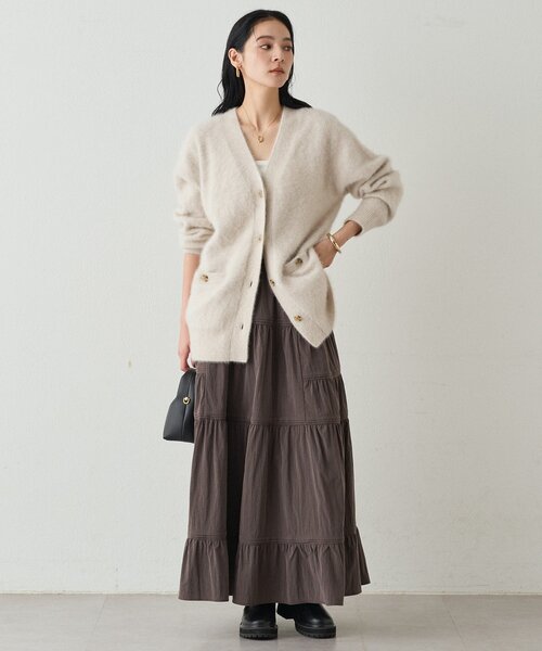 LOUNGEDRESS（ラウンジドレス）の「ギャザーティアードスカート（スカート・レディース・オフホワイト/ブラウン・FREE）」の14枚目の写真