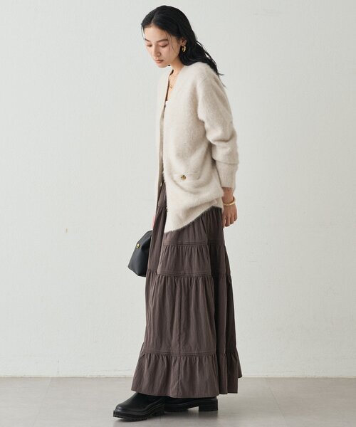 LOUNGEDRESS（ラウンジドレス）の「ギャザーティアードスカート（スカート・レディース・オフホワイト/ブラウン・FREE）」の15枚目の写真