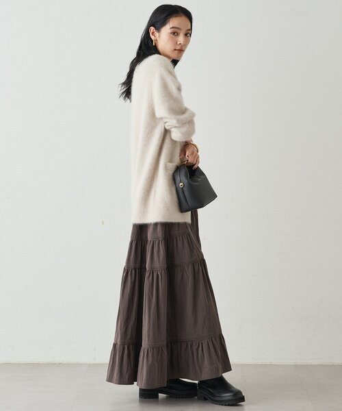 LOUNGEDRESS（ラウンジドレス）の「ギャザーティアードスカート（スカート・レディース・オフホワイト/ブラウン・FREE）」の16枚目の写真