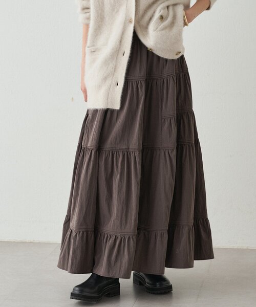 LOUNGEDRESS（ラウンジドレス）の「ギャザーティアードスカート（スカート・レディース・オフホワイト/ブラウン・FREE）」の19枚目の写真