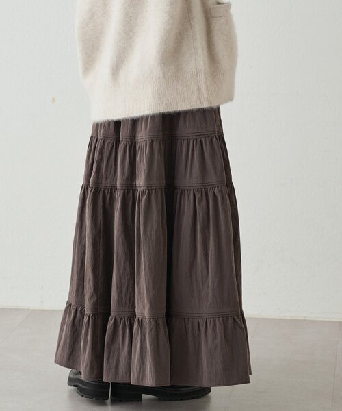 LOUNGEDRESS（ラウンジドレス）の「ギャザーティアードスカート（スカート・レディース・オフホワイト/ブラウン・FREE）」の21枚目の写真