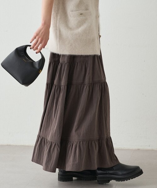 LOUNGEDRESS（ラウンジドレス）の「ギャザーティアードスカート（スカート・レディース・オフホワイト/ブラウン・FREE）」の22枚目の写真