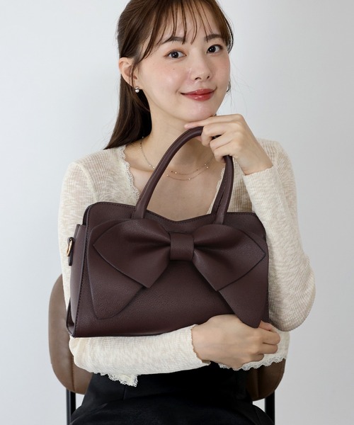 BLUEEAST（ブルーイースト）の「2wayリボンバッグ（ハンドバッグ・レディース・ブラック/ベージュ/ブラウン・FREE）」の3枚目の写真