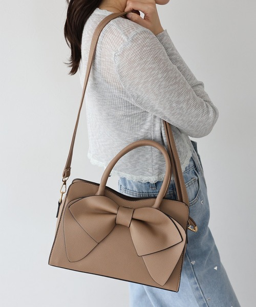 BLUEEAST（ブルーイースト）の「2wayリボンバッグ（ハンドバッグ・レディース・ブラック/ベージュ/ブラウン・FREE）」の6枚目の写真