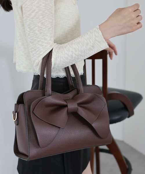 BLUEEAST（ブルーイースト）の「2wayリボンバッグ（ハンドバッグ・レディース・ブラック/ベージュ/ブラウン・FREE）」の9枚目の写真