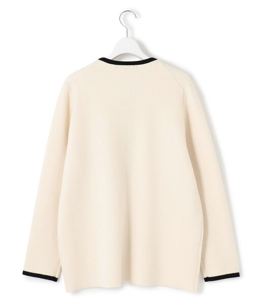 23区 L(ニジュウサンクオオキイサイズ)の「【洗える】ミニブークレニット バイカラー ジャケット(カーディガン/ボレロ・レディース・ブラック系1/アイボリー系1・46/44)」の11枚目の写真
