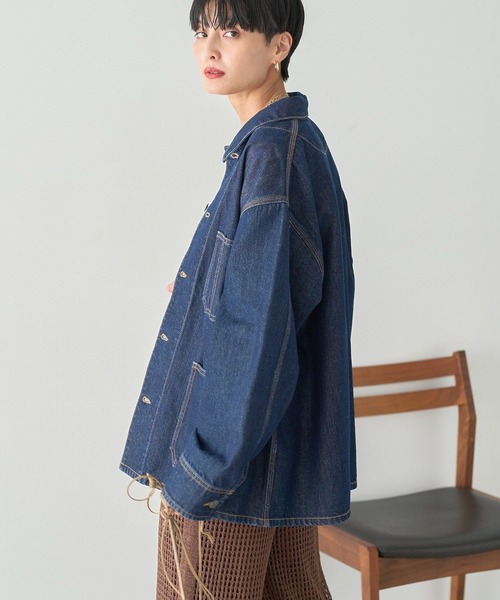 AMERICAN HOLIC（アメリカンホリック）の「デニムカバーオールジャケット（デニムジャケット・レディース・ブラック/ワンウォッシュ/ライトインディゴブルー・M/L）」の15枚目の写真