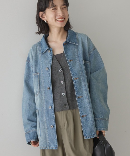 AMERICAN HOLIC（アメリカンホリック）の「デニムカバーオールジャケット（デニムジャケット・レディース・ブラック/ワンウォッシュ/ライトインディゴブルー・M/L）」の4枚目の写真