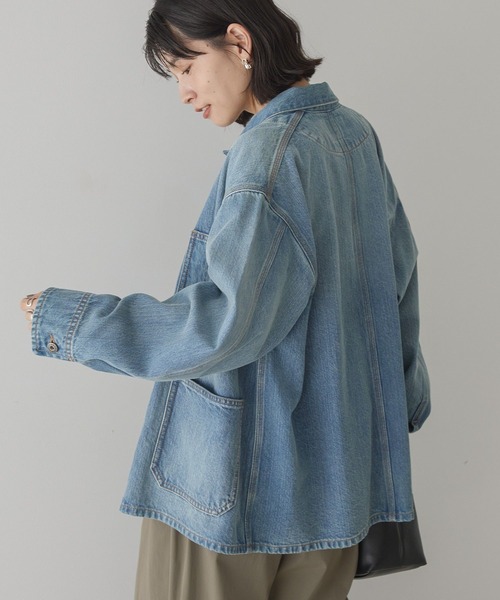 AMERICAN HOLIC（アメリカンホリック）の「デニムカバーオールジャケット（デニムジャケット・レディース・ブラック/ワンウォッシュ/ライトインディゴブルー・M/L）」の5枚目の写真