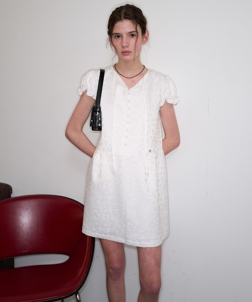 GENERAL IDEA(ジェネラルアイデア)の「GENERAL IDEA/ジェネラルアイディア silky jacquard mini one-piece ワンピース(ワンピース・レディース・ブラック・S/M/L)」の4枚目の写真