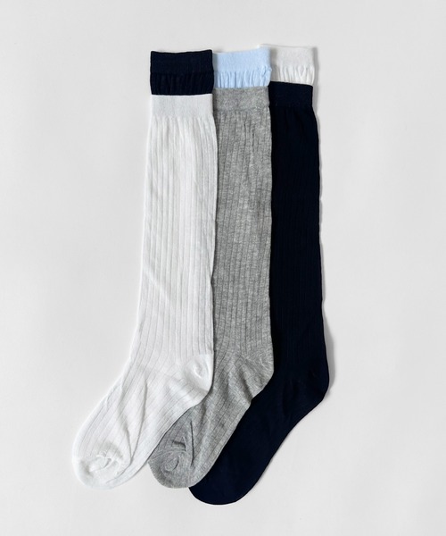 Narcissus（ナルシス）の「バイカラーソックス　ハイソックス（ソックス/靴下・レディース・ホワイト/ブラック/グレー・FREE）」の7枚目の写真