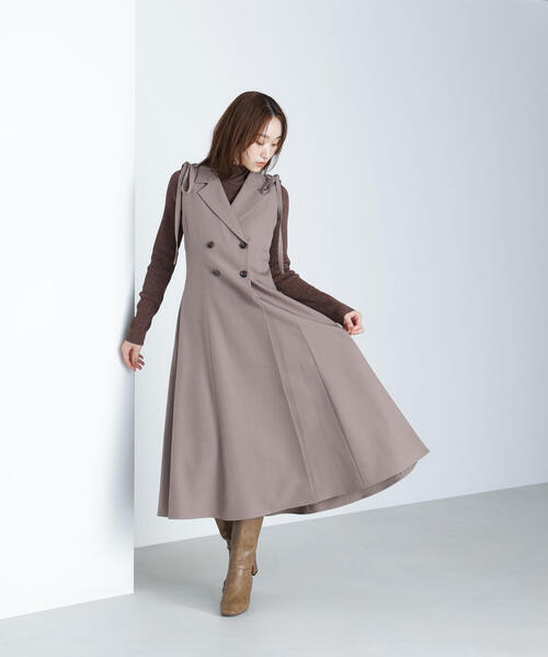 NATURAL BEAUTY BASIC(ナチュラルビューティーベーシック)の「◇2wayショルダーリボンジャンスカ(ジャンパースカート・レディース・ブラック系その他/ダークブラウン/ベージュ・SMALL/MEDIUM/P/S)」の4枚目の写真