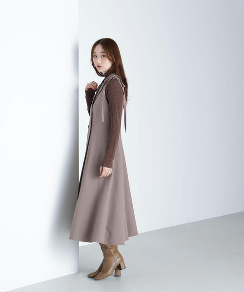 NATURAL BEAUTY BASIC(ナチュラルビューティーベーシック)の「◇2wayショルダーリボンジャンスカ(ジャンパースカート・レディース・ブラック系その他/ダークブラウン/ベージュ・SMALL/MEDIUM/P/S)」の5枚目の写真