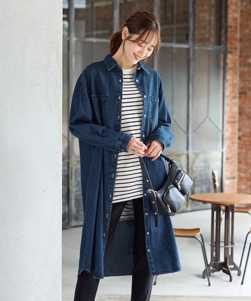 Honeys（ハニーズ）の「デニムシャツワンピース（ワンピース・レディース・ブラック/インディゴブルー・L/LL/M/S）」の9枚目の写真