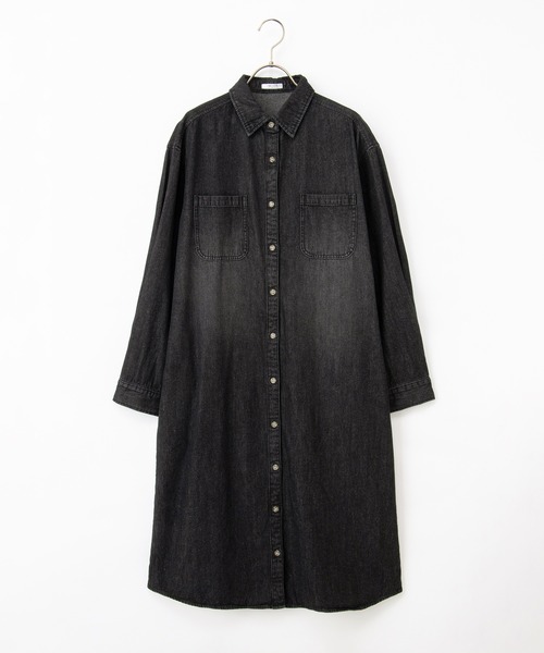 Honeys（ハニーズ）の「デニムシャツワンピース（ワンピース・レディース・ブラック/インディゴブルー・L/LL/M/S）」の12枚目の写真