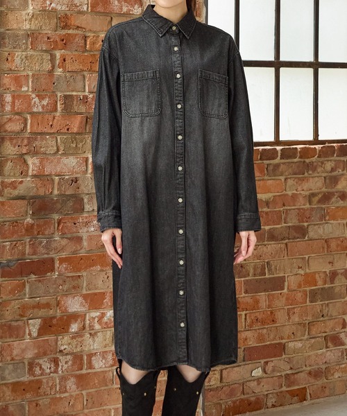 Honeys（ハニーズ）の「デニムシャツワンピース（ワンピース・レディース・ブラック/インディゴブルー・L/LL/M/S）」の16枚目の写真