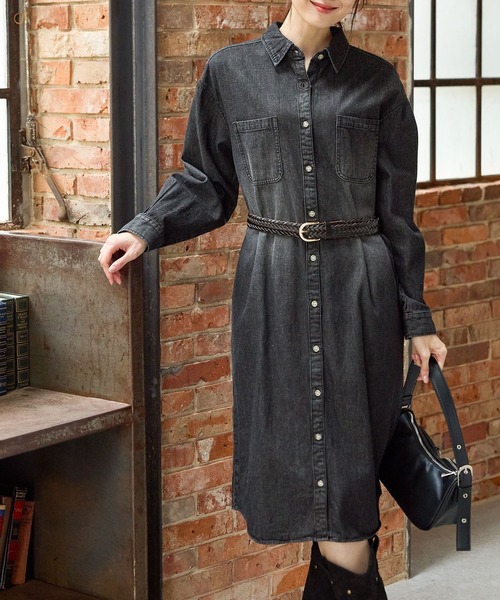 Honeys（ハニーズ）の「デニムシャツワンピース（ワンピース・レディース・ブラック/インディゴブルー・L/LL/M/S）」の8枚目の写真