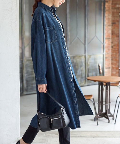 Honeys（ハニーズ）の「デニムシャツワンピース（ワンピース・レディース・ブラック/インディゴブルー・L/LL/M/S）」の11枚目の写真