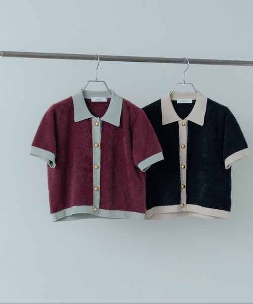 GALLEST（ギャレスト）の「バイカラーポロニット（ニット/セーター・レディース・ブラック/ボルドー・38）」の12枚目の写真
