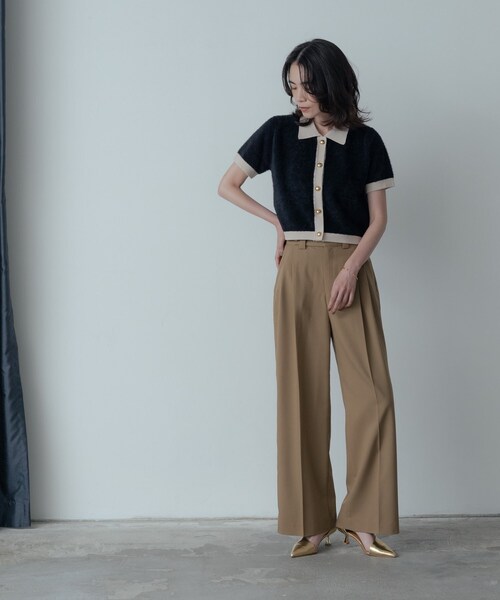 GALLEST（ギャレスト）の「バイカラーポロニット（ニット/セーター・レディース・ブラック/ボルドー・38）」の13枚目の写真