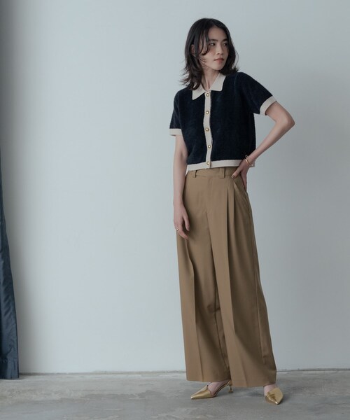 GALLEST（ギャレスト）の「バイカラーポロニット（ニット/セーター・レディース・ブラック/ボルドー・38）」の14枚目の写真