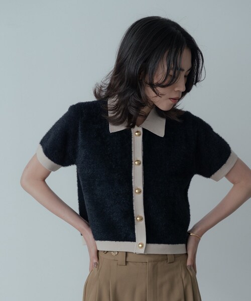 GALLEST（ギャレスト）の「バイカラーポロニット（ニット/セーター・レディース・ブラック/ボルドー・38）」の16枚目の写真