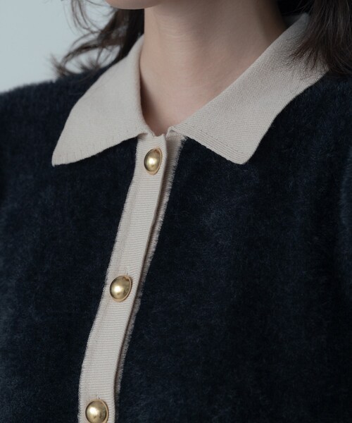 GALLEST（ギャレスト）の「バイカラーポロニット（ニット/セーター・レディース・ブラック/ボルドー・38）」の19枚目の写真