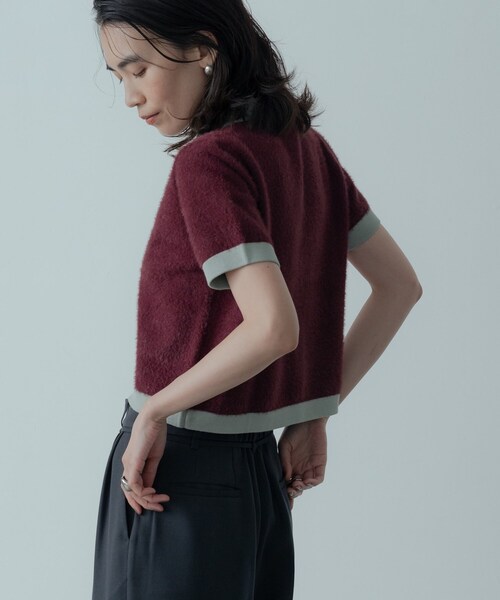 GALLEST（ギャレスト）の「バイカラーポロニット（ニット/セーター・レディース・ブラック/ボルドー・38）」の6枚目の写真