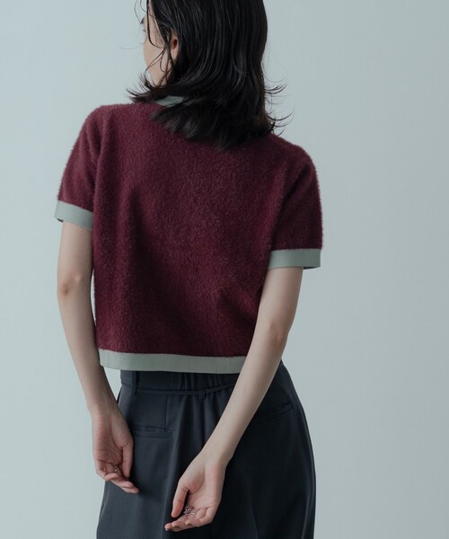 GALLEST（ギャレスト）の「バイカラーポロニット（ニット/セーター・レディース・ブラック/ボルドー・38）」の7枚目の写真